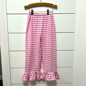 Ruffle bottom pink stripe girls pants size 6